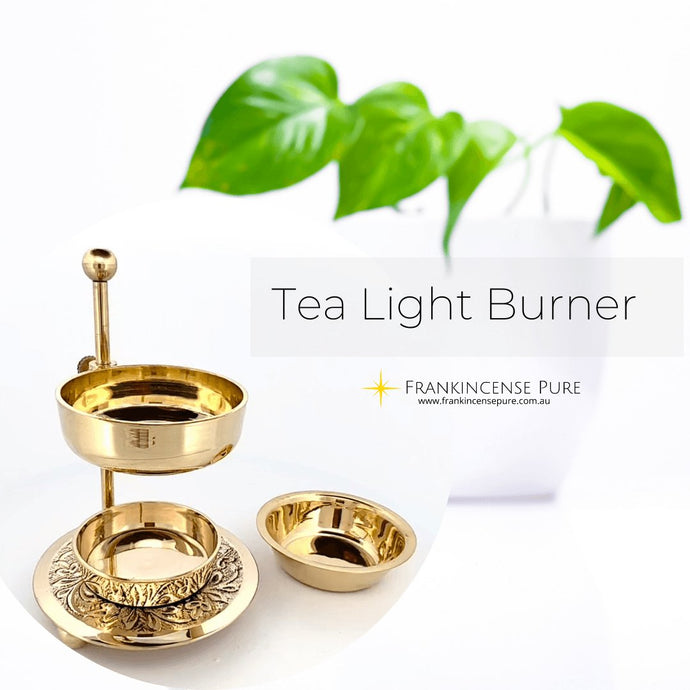 Brass Adjustable Tea Light Resin Burner (Polished)
